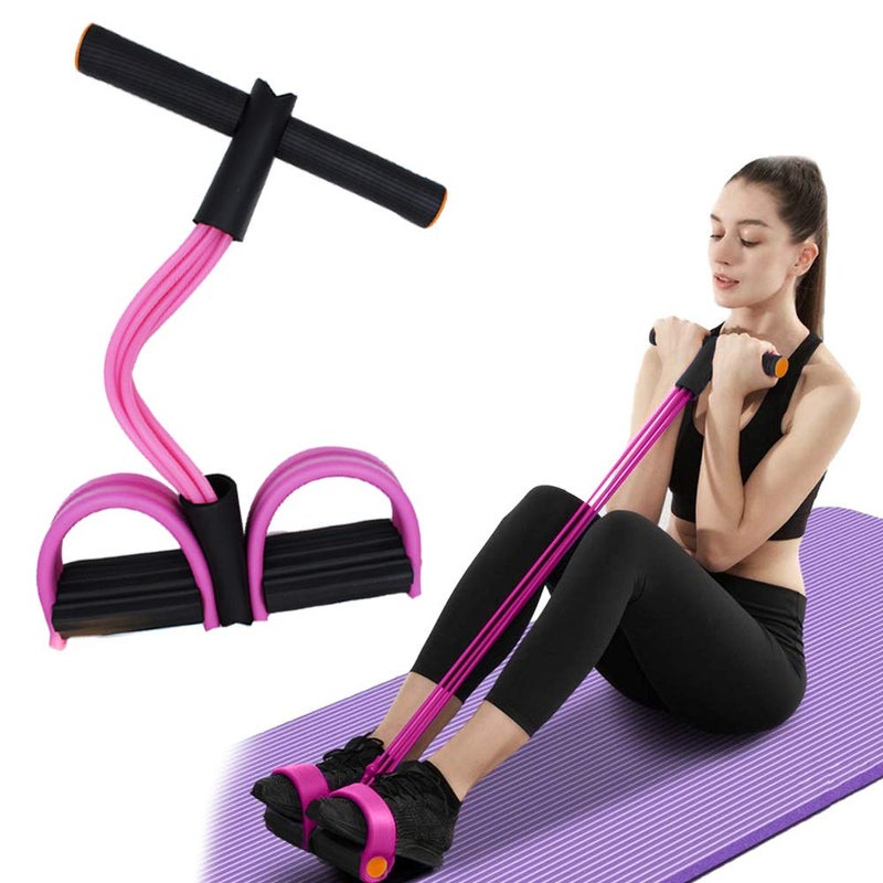 FateFan Multifunction Tension Rope, 6-Tube Elastic Yoga Pedal Puller Resistance Band, Natural Latex Tension Rope Fitness Equipment, for Abdomen/Waist/Arm/Leg Stretching Slimming Training (Pink) - Image 1